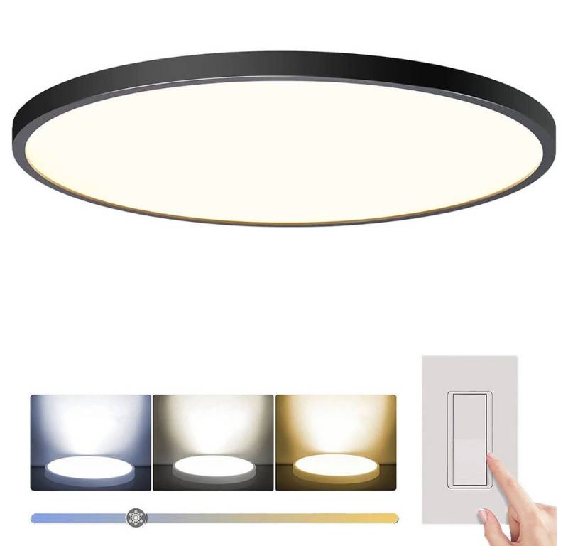 MUPOO LED Deckenleuchte LED Panel innen Pendelleuchte IP44, 28-48W, LED Wandleuchte Schwarz/Weiß, 3 Größen, 3 Farbtemperaturen, LED fest integriert, Deckenleuchte schlankes Design,Energiesparend&Einfach Zu Bedienen von MUPOO