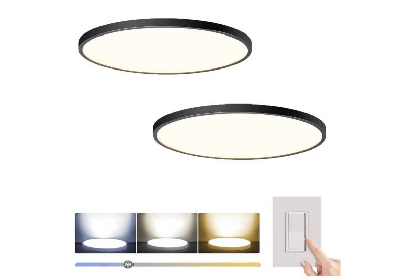 MUPOO LED Deckenleuchte LED Panel innen Pendelleuchte IP44, 28-48W, LED Wandleuchte Schwarz/Weiß, 3 Größen, 3 Farbtemperaturen, LED fest integriert, Deckenleuchte schlankes Design,Energiesparend&Einfach Zu Bedienen von MUPOO