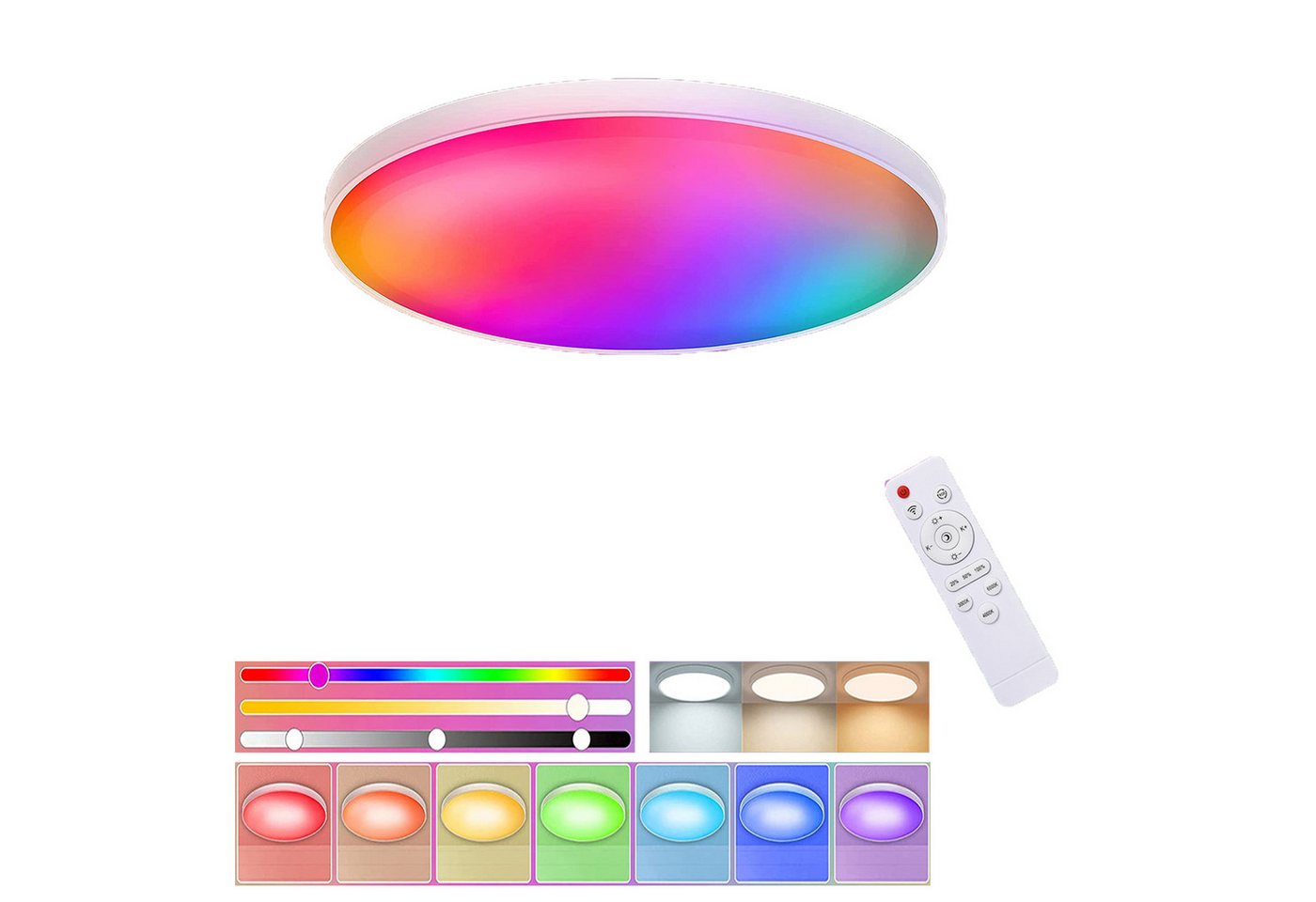 MUPOO LED Deckenleuchte Smart LED Deckenlampe Dimmbare 24W/30W/40W RGB mit Fernbedienung, Fernbedienung, Speicherfunktion, LED Panel LED Deckenleuchten, LED Pendelleuchte Deckenlampe MUPOO LED Deckenleuchte Smart LED Deckenlampe Dimmbare 24W/30W/40W RGB mit Fernbedienung, Fernbedienung, Speicherfunktion, LED Panel LED Deckenleuchten, LED Pendelleuchte Deckenlampe von MUPOO