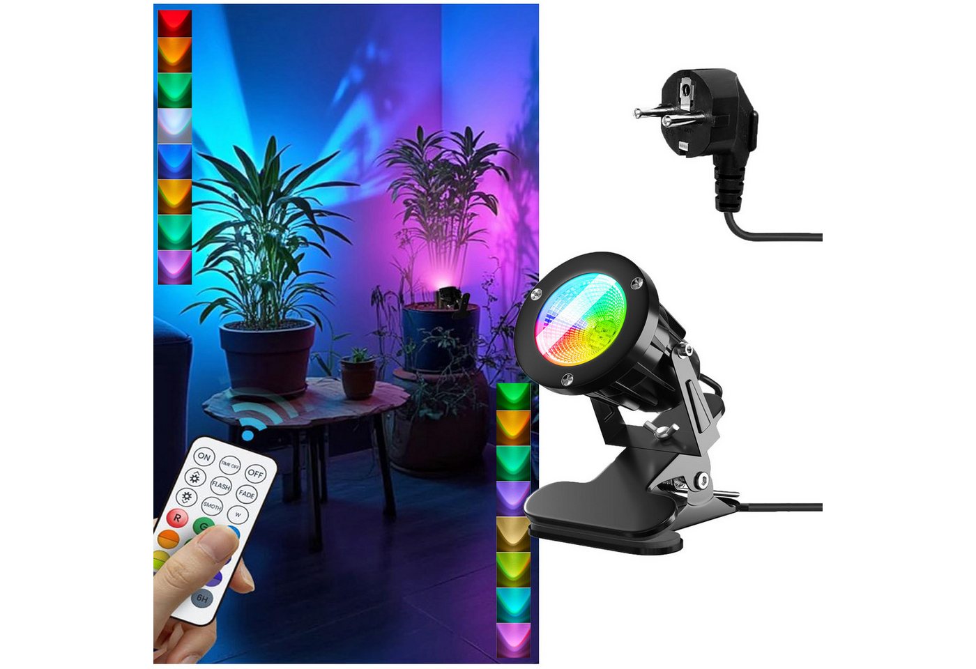 MUPOO LED Deckenstrahler RGB Klemmleuchte mit Fernbedienung 7 Helligkeitsstufen, 3 Modi und Timer, LED fest integriert, Pflanzenbeleuchtung, Akzentlicht MUPOO LED Deckenstrahler RGB Klemmleuchte mit Fernbedienung 7 Helligkeitsstufen, 3 Modi und Timer, LED fest integriert, Pflanzenbeleuchtung, Akzentlicht von MUPOO
