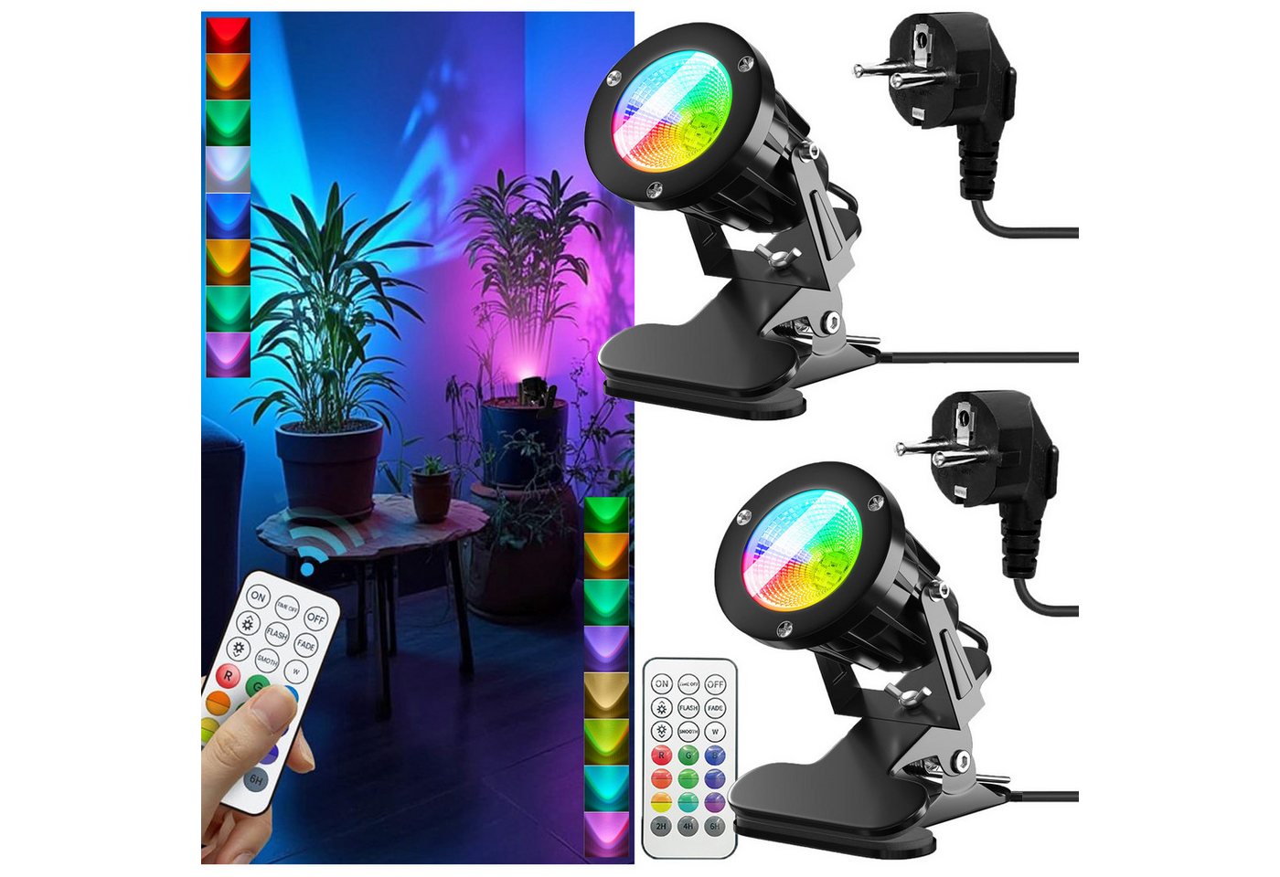 MUPOO LED Deckenstrahler RGB Klemmleuchte mit Fernbedienung 7 Helligkeitsstufen, 3 Modi und Timer, LED fest integriert, Pflanzenbeleuchtung, Akzentlicht MUPOO LED Deckenstrahler RGB Klemmleuchte mit Fernbedienung 7 Helligkeitsstufen, 3 Modi und Timer, LED fest integriert, Pflanzenbeleuchtung, Akzentlicht von MUPOO