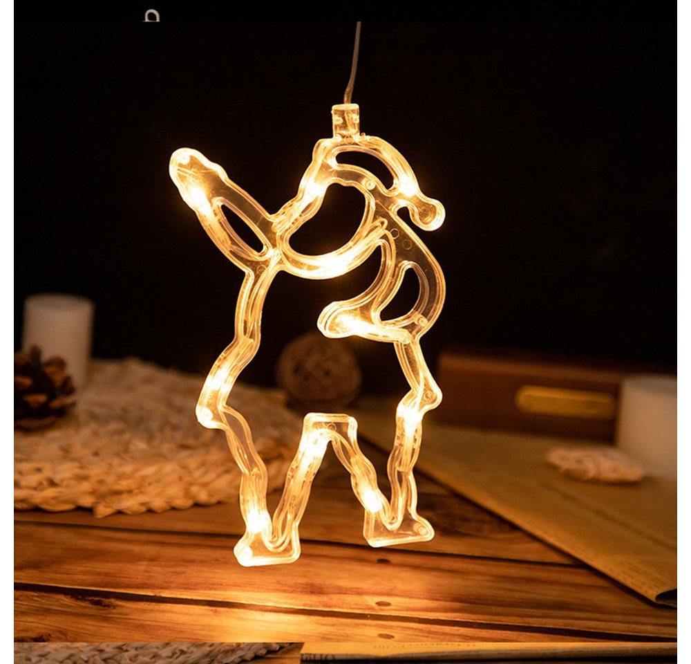 MUPOO LED Dekofigur LED Lichtervorhang Batterie mit Saugnäpfe, LED-Lichterkette Weihnachten, Lichterkette LED Lichternetz,Weihnachten Deko,Party,Hochzeit von MUPOO