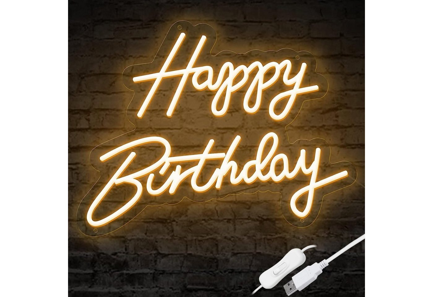 MUPOO LED Dekolicht LED Dekolicht Happy Birthday Neonschild,Licht für Schlafzimmer, LED Neonlicht von MUPOO