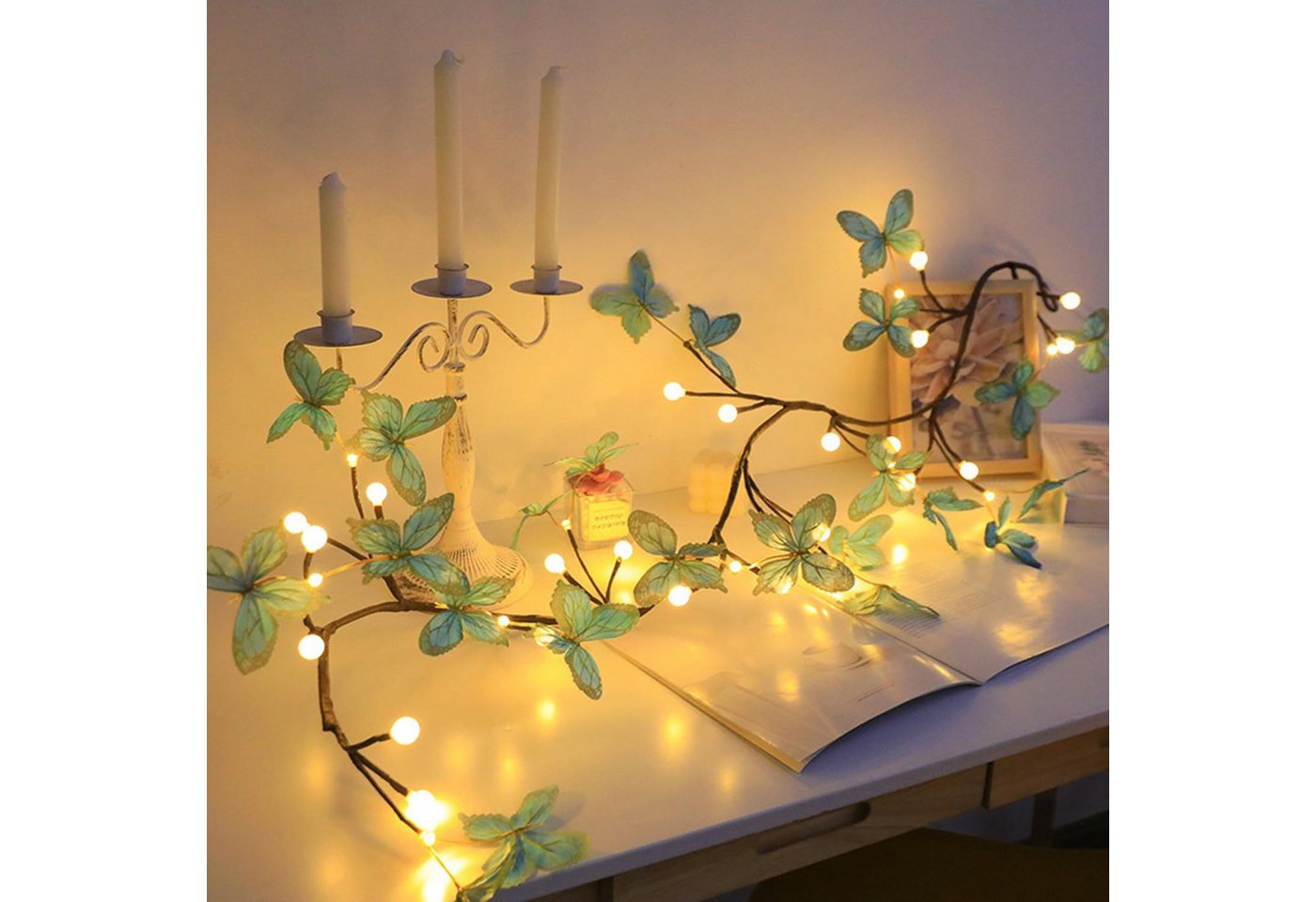 MUPOO LED Dekolicht LED Leuchtzweig mit Fernbedienung,150CM LED Lichterketten, 8 Modi,Weihnachtsdeko,USB-betrieben für Innen und Aussen von MUPOO