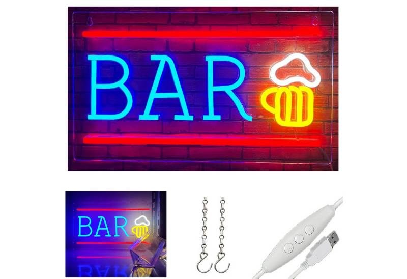MUPOO LED Dekolicht LED-Neonschild Bar Dimmbar Neonlicht Ein-/Aus Schalter Neon Signs, Bier, LED fest integriert, Neon Wandschilder Dekoration für Bar,Man Cave,Geschäft,Club von MUPOO