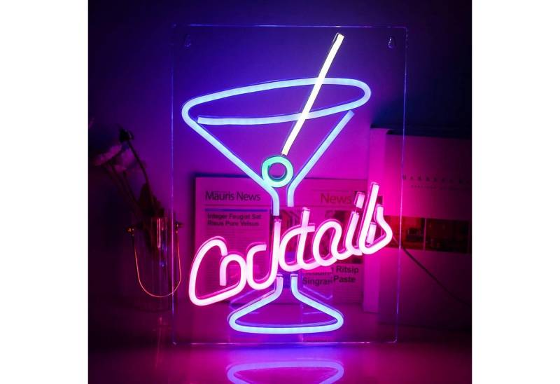 MUPOO LED Dekolicht LED Neonschild Cocktail Neon Sign, 200cm Kabel mit Schalter, USB-Stromversorgung Nachtlicht von MUPOO