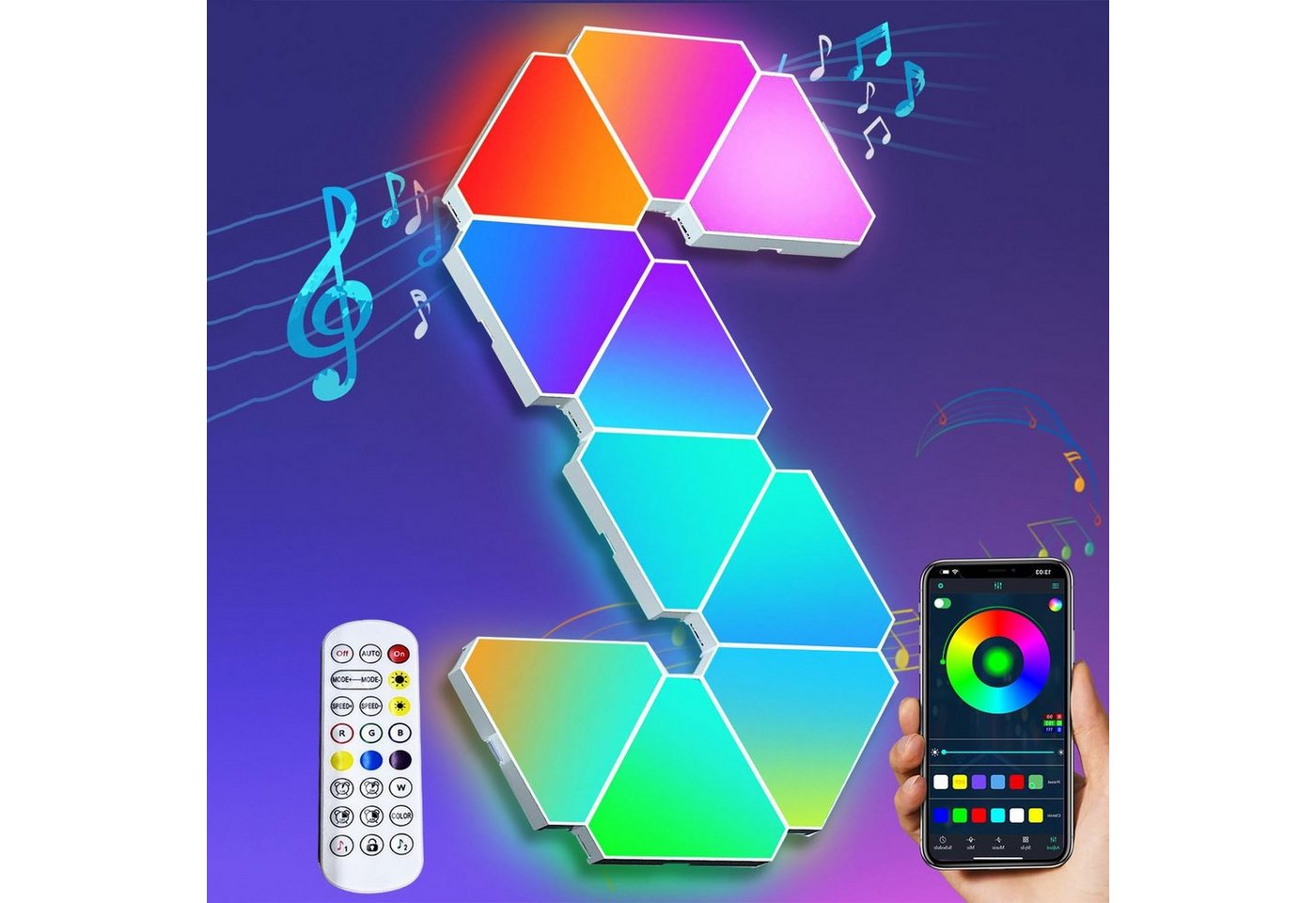 MUPOO LED Dekolicht LED Wandleuchte RGB Nachtlicht App&Fernbedienung LED Fest Integriert, 10 Stück-Bluetooth, für Schlafzimmer,Spielzimmer,Wohnzimmer Deko MUPOO LED Dekolicht LED Wandleuchte RGB Nachtlicht App&Fernbedienung LED Fest Integriert, 10 Stück-Bluetooth, für Schlafzimmer,Spielzimmer,Wohnzimmer Deko von MUPOO