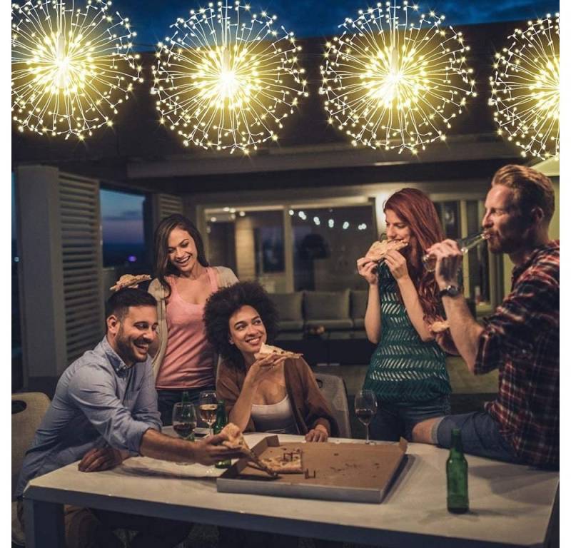 MUPOO LED Dekolicht LED-lichterkette 8 Modi Led Streifen 198 LED, LED Stripe LED Nachtlicht, Fernbedienung, Timer, 3 Farben, LED Feuerwerk Lichterketten, IP65 Wasserdicht, Batterie, DIY Form von MUPOO