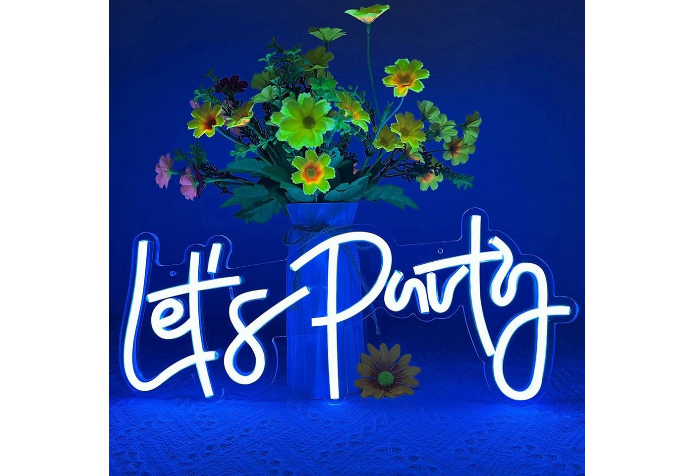 MUPOO LED Dekolicht Neon Schild Let's Party,Neon Sign Wand Deko Schlafzimmer,Neon Light MUPOO LED Dekolicht Neon Schild Let's Party,Neon Sign Wand Deko Schlafzimmer,Neon Light von MUPOO