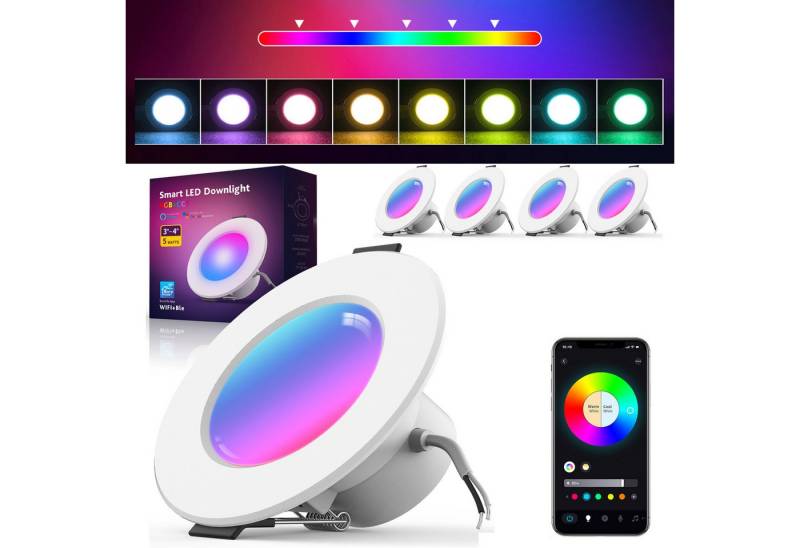 MUPOO LED Einbaustrahler Smart LED Spot Flach 5W,Bluetooth Alexa- & Google,Deckenspots, Gruppensteuerung, 16 Millionen Farben, Dimmbar Musiksynchronisation MUPOO LED Einbaustrahler Smart LED Spot Flach 5W,Bluetooth Alexa- & Google,Deckenspots, Gruppensteuerung, 16 Millionen Farben, Dimmbar Musiksynchronisation von MUPOO