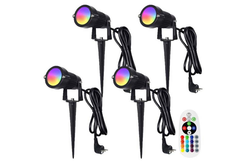 MUPOO LED Gartenstrahler Gartenbeleuchtung,16 Farben 4 Modi RGB Gartenstrahler mit Erdspieß,6W, RGB+Warmweiß (EU-Stecker), Gartenleuchte mit Fernbedienung IP65 Wasserdicht, Gartenbeleuchtung mit Kabel für Garten Rasen Baum von MUPOO