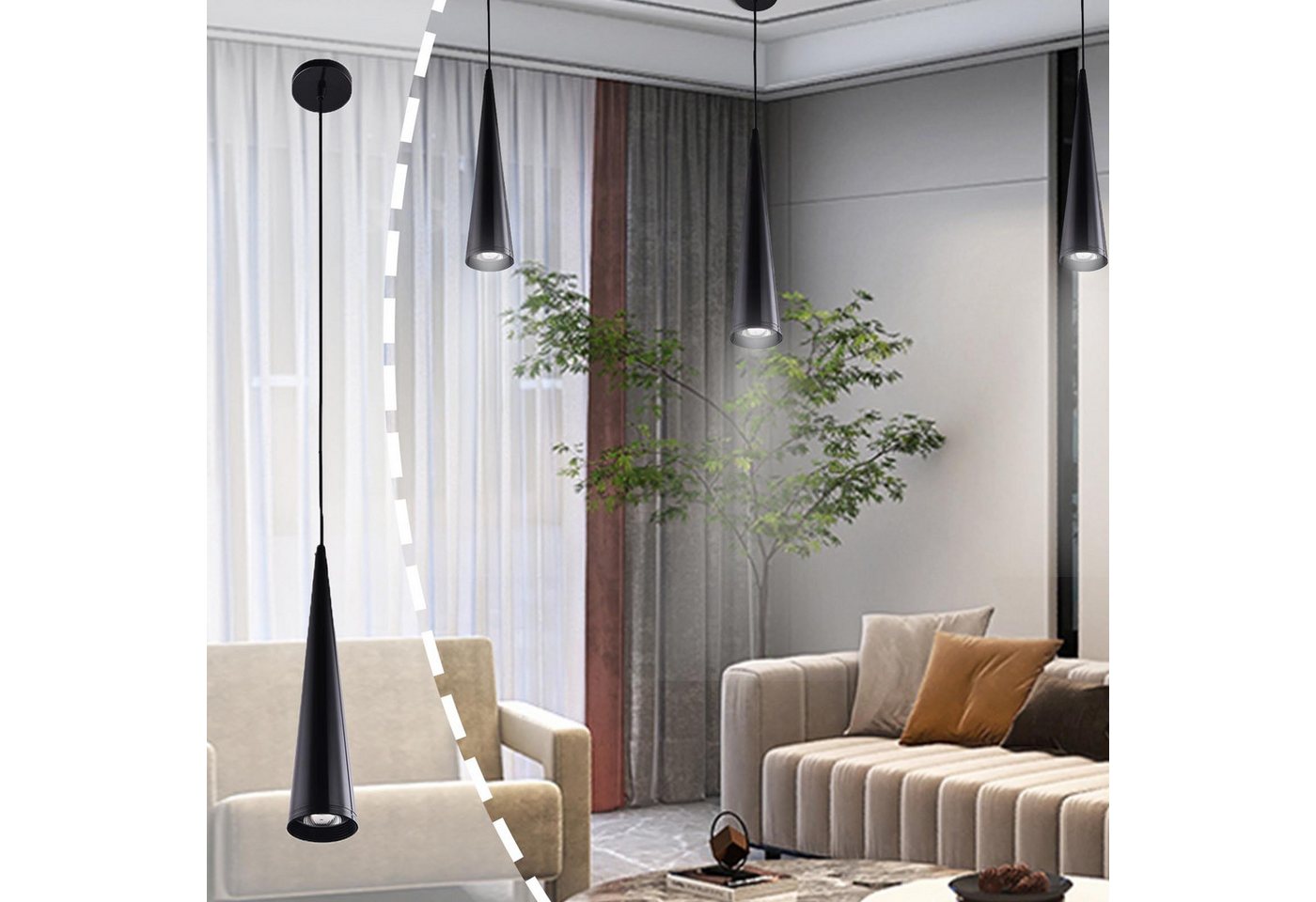 MUPOO LED-Hängeleuchte LED Pendelleuchte 1Flammig 7W Hängelampe Höhenverstellbar,Schwarz/Weiß, Schwarz, Deckenleuchten für über Kochinsel & Kücheninsel Hängend MUPOO LED-Hängeleuchte LED Pendelleuchte 1Flammig 7W Hängelampe Höhenverstellbar,Schwarz/Weiß, Schwarz, Deckenleuchten für über Kochinsel & Kücheninsel Hängend von MUPOO