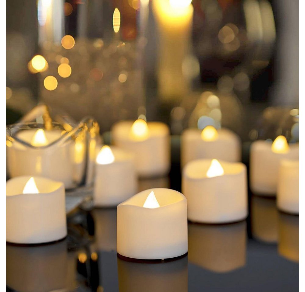 MUPOO LED-Kerze LED Flammen 24 er LED-Kerze Fairy Lights,3D Flamme Batteriebetrieben (24-tlg), Wachskerze,3.5cm H,LED-Lichterketten,Teelicht von MUPOO