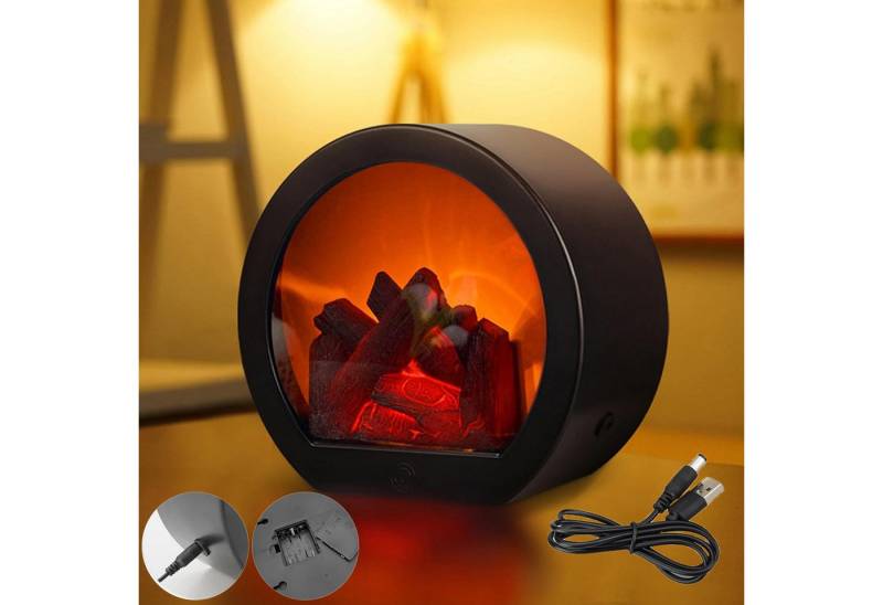 MUPOO LED Laterne LED Kamin USB-/Batteriebetrieben LED Dekolicht 3D-Flammeneffekt, Runder Kamin, LED fest integriert MUPOO LED Laterne LED Kamin USB-/Batteriebetrieben LED Dekolicht 3D-Flammeneffekt, Runder Kamin, LED fest integriert von MUPOO