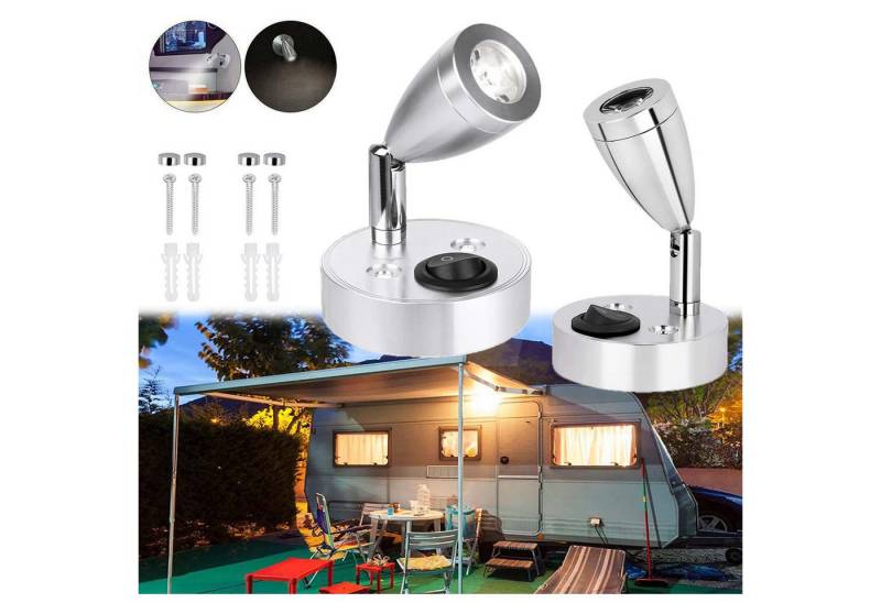 MUPOO LED Wandstrahler 12-24V LED Spot Leselicht Ein/Aus- Schalter Leselampe Berührung Dimmen, Weiß(EIN/AUS-Schalter), 360°,Wand Nachttischlampe,Küchenlampe Camper von MUPOO