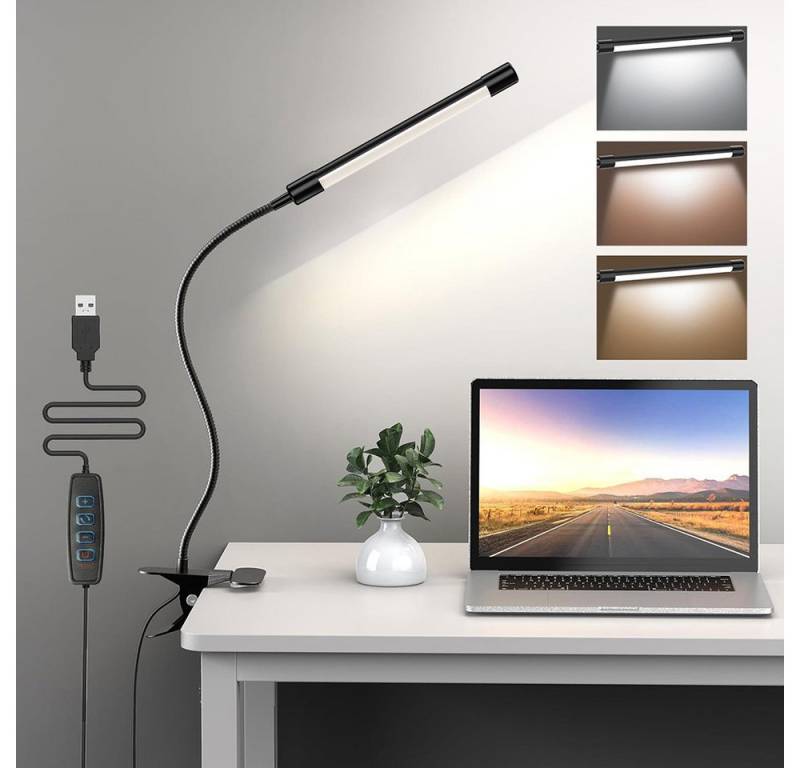 MUPOO LED Schreibtischlampe LED Tischlampe,LED Klemmleuchte Nachtlicht,Clip-Licht, für Büro Kopfteil Schlafzimmer Schreibtisch von MUPOO