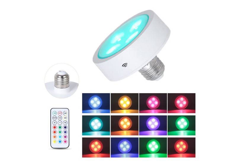 MUPOO LED-Leuchtmittel 2er/3er LED Spot Glühbirnen Batterie, LED Nachttischlampe, Fernbedienung, Dimmbare&Timing, RGB/Warmweiß Kabellose für E27 von MUPOO