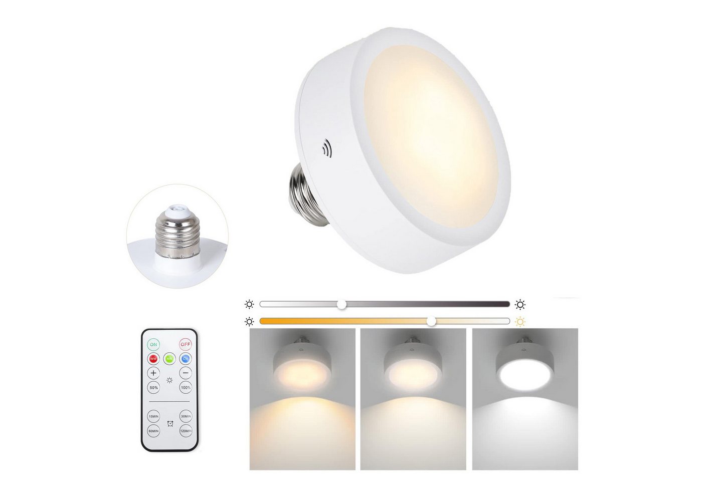 MUPOO LED-Leuchtmittel 2er/3er LED Spot Glühbirnen Batterie, LED Nachttischlampe, Fernbedienung, Dimmbare&Timing, RGB/Warmweiß Kabellose für E27 MUPOO LED-Leuchtmittel 2er/3er LED Spot Glühbirnen Batterie, LED Nachttischlampe, Fernbedienung, Dimmbare&Timing, RGB/Warmweiß Kabellose für E27 von MUPOO