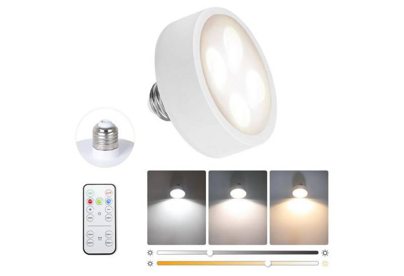 MUPOO LED-Leuchtmittel 2er/3er LED Spot Glühbirnen Batterie, LED Nachttischlampe, Fernbedienung, Dimmbare&Timing, RGB/Warmweiß Kabellose für E27 von MUPOO