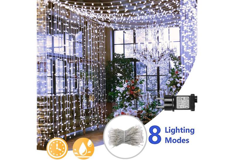 MUPOO LED-Lichterkette 20 M LED-Lichtervorhang 200 LEDs LED Lichterketten, 8 Modi, 4 Farbe von MUPOO