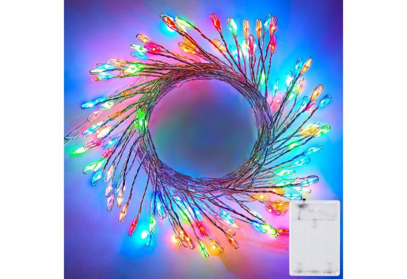 MUPOO LED-Lichterkette Feuerwerk Lichterkette,3M 120LEDs Feuerwerkskörper Lichterkette, Kupferdraht Cluster Lichterkette,Wasserdicht,für Weeding Party Décor von MUPOO