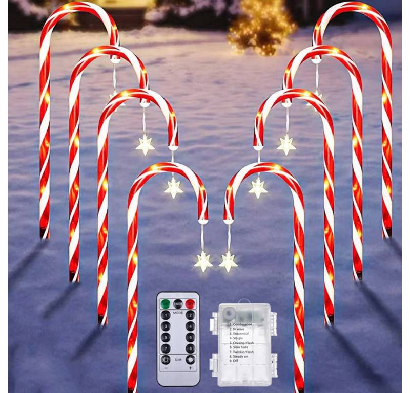 MUPOO LED-Lichterkette LED Lichterkette,Weihnachten Zuckerstangen Lichter,LED Gartenleuchte, Zuckerstangen Wegweiser,Gartenstecker,Weihnachtsdeko,mit Timer von MUPOO