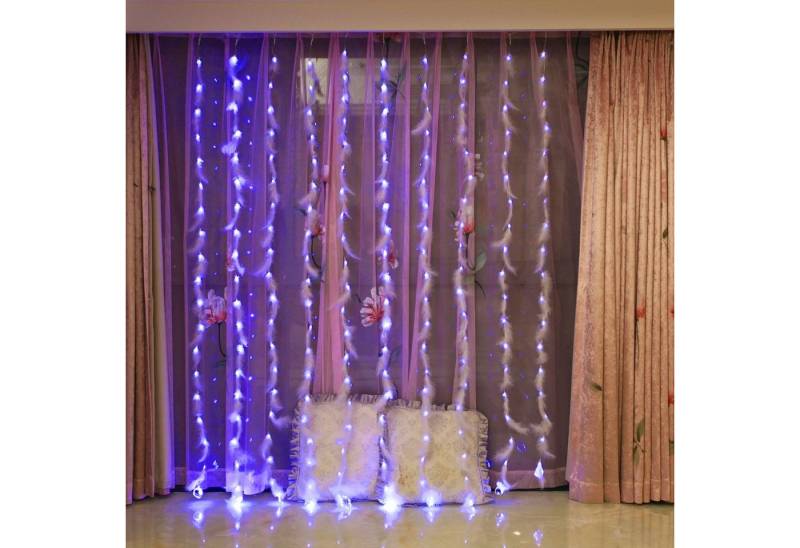 MUPOO LED-Lichterkette LED Nachtlicht Deko,3x2M, 200 LED/3x3M , 300 LED,8 Modi, Timer, USB,Lichtervorhang Beleuchtung, Warmweiß,Weiß von MUPOO