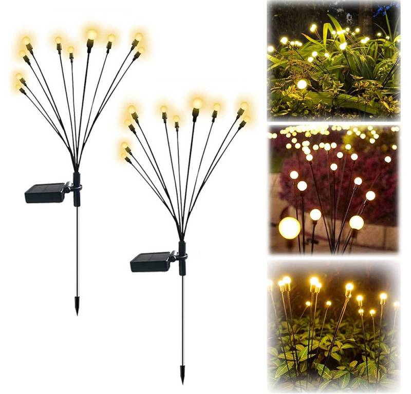 MUPOO LED-Lichterkette Solar-Gartenleuchten Kugeln 6/8/10 Glühbirnen,LED-Lichterkette,2er Set, Solar-Schwenkleuchte für Yard Patio Pathway Dekoration von MUPOO