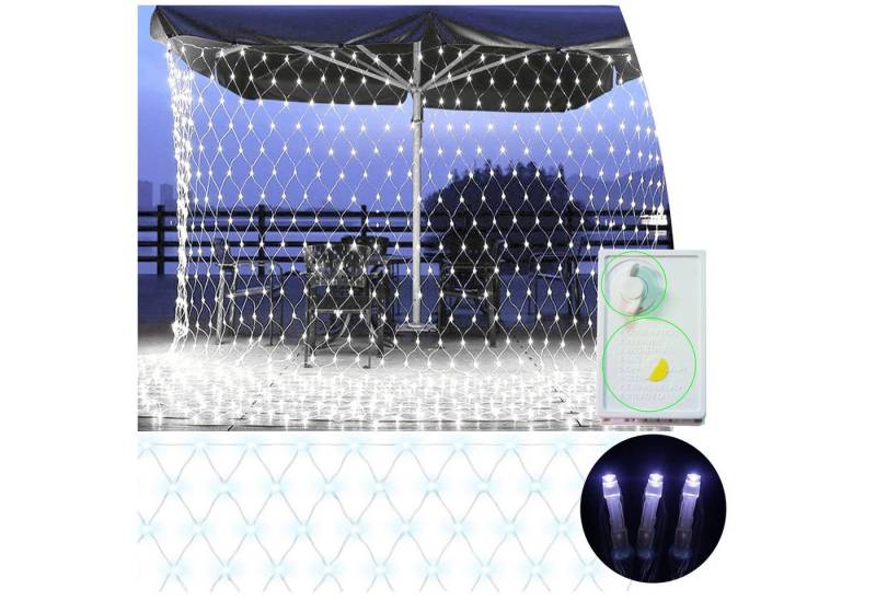 MUPOO LED-Lichternetz 8 Modi LED-Lichtnetz, LED-Lichterkette, LED Dekolicht LED-Lichtervorhang, 120/144/200/320/672LED mit Memory von MUPOO