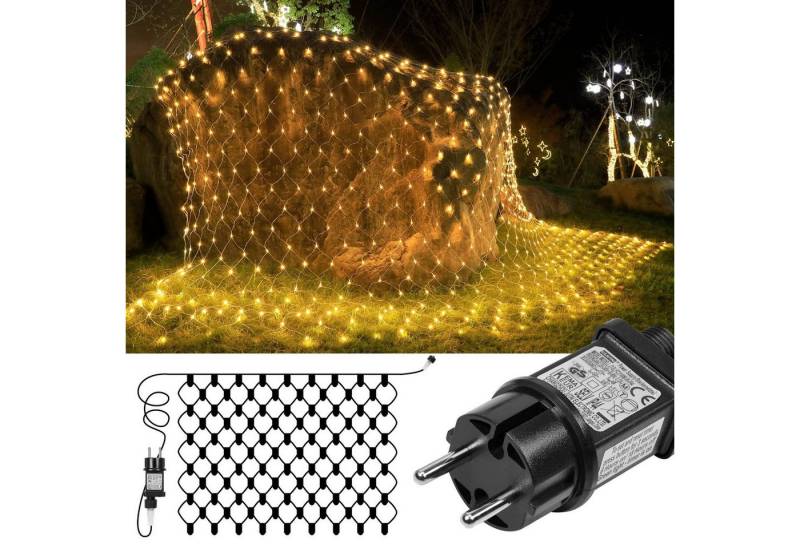 MUPOO LED-Lichternetz LED Lichternetz Warmes Weiß, 8 Modi Deko Lichtketten Lichtervorhang, 31V Energiesparen,8 Modi, IP44 wasserdicht Timer und Speicherfunktion von MUPOO