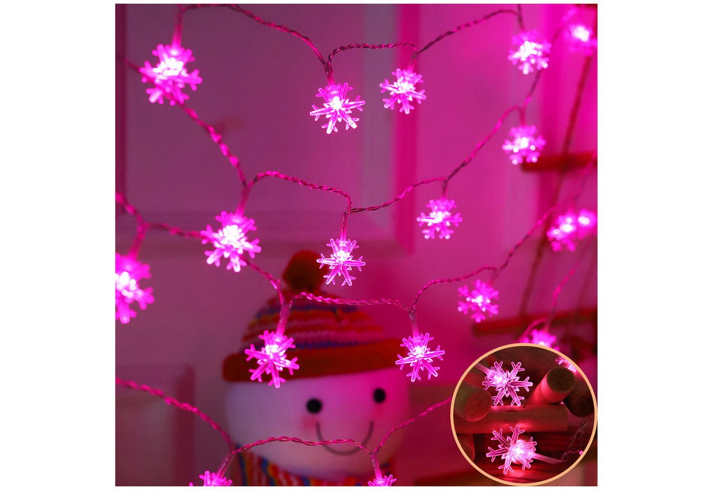 MUPOO LED-Lichterschlauch LED Lichterketten Schneeflocken, 2er-Pack, Batteriebetrieben, Weihnachten, Party, Neujahrsdekoration MUPOO LED-Lichterschlauch LED Lichterketten Schneeflocken, 2er-Pack, Batteriebetrieben, Weihnachten, Party, Neujahrsdekoration von MUPOO
