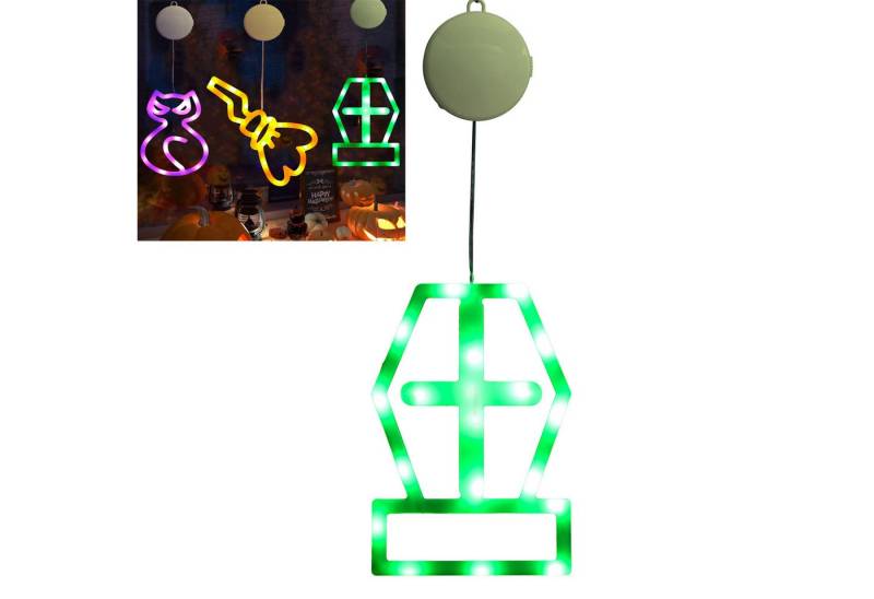 MUPOO LED-Lichtervorhang LED Fenster Lichterketten Halloween Batteriebetrieben mit Saugnäpfe, Hängende Lichtervorhang für Halloween Ostern Weihnachten Party Balkon von MUPOO