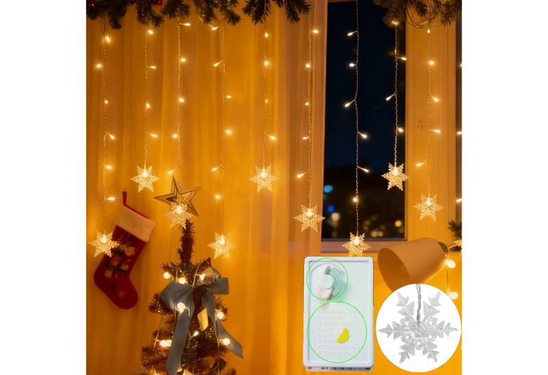 MUPOO LED-Lichtervorhang LED Lichterkette lichtervorhang Innen, Weihnachtsbeleuchtung, 8 Modi LED lichterketten vorhang von MUPOO