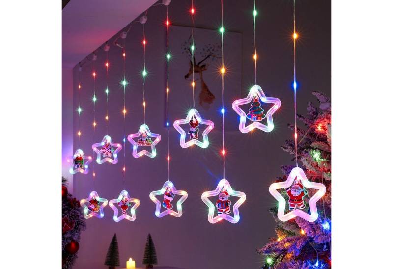 MUPOO LED-Lichtervorhang Weihnachts-Fensterbeleuchtung 8 Modi LED-Lichterketten USB/Batterie, Fernbedienung,für Innen,Außen,Garten,Hinterhof,Party-Dekoration von MUPOO