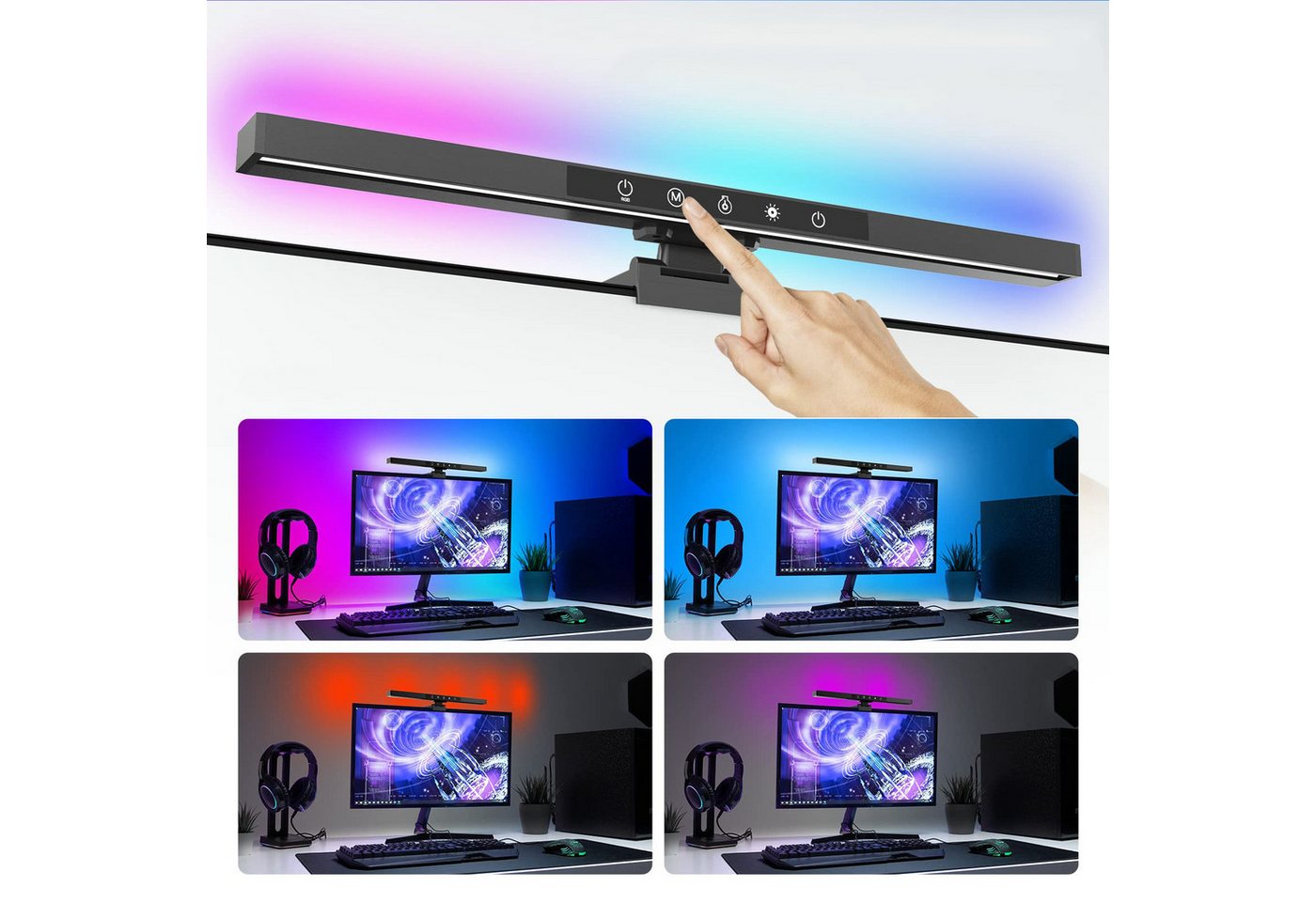 MUPOO LED Lichtleiste LED Computer Monitor Lampe Dimmbar mit Touch Control, WIFI, Beleuchtung Lichtleiste für Gaming Lesen von MUPOO