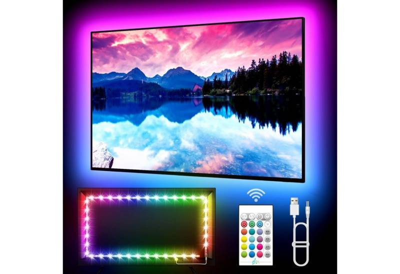 MUPOO LED Lichtleiste RGB LED-Streifen USB TV-Hintergrundbeleuchtung,LED-Stripe Nachtlicht, 2M--APP-Steuerung, Musik-Sync,Gaming-Dekor Atmosphäre,LED Nachtlicht von MUPOO