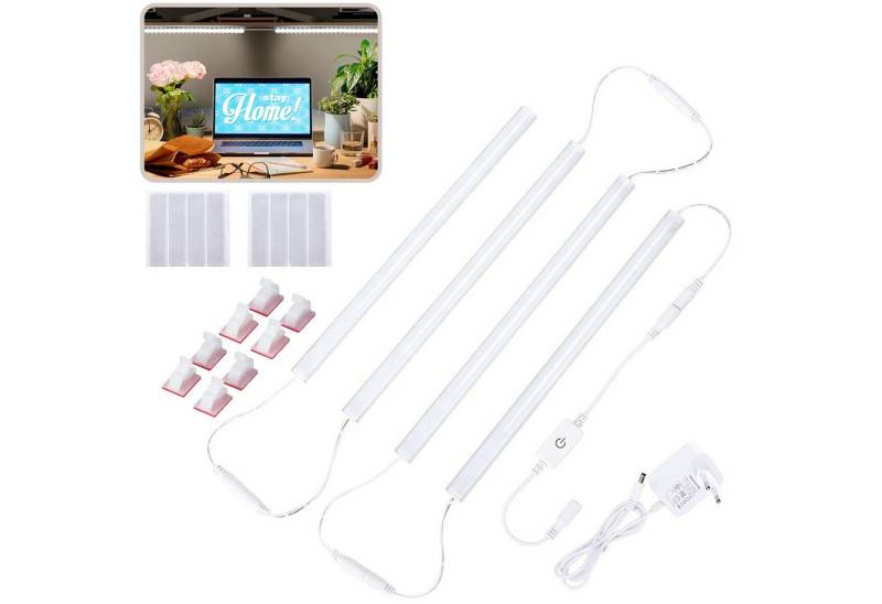 MUPOO LED Lichtleiste Unterschrankleuchten, LED Nachtlicht Dimmbar Lichtleiste mit Stecker, Kaltweiß,4 Stück, LED fest integriert, Ultradünne für Wohnzimmer, Küchen, Schränke von MUPOO