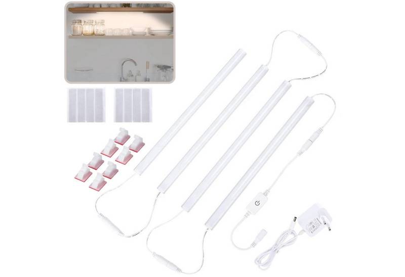 MUPOO LED Lichtleiste Unterschrankleuchten, LED Nachtlicht Dimmbar Lichtleiste mit Stecker, Naturweiß,4 Stück, LED fest integriert, Ultradünne für Wohnzimmer, Küchen, Schränke von MUPOO