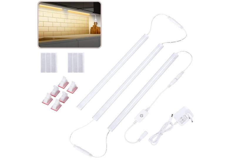 MUPOO LED Lichtleiste Unterschrankleuchten, LED Nachtlicht Dimmbar Lichtleiste mit Stecker, Warmweiß,3 Stück, LED fest integriert, Ultradünne für Wohnzimmer, Küchen, Schränke von MUPOO