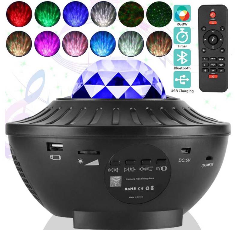 MUPOO LED Nachtlicht LED Sternenhimmel Projektor Galaxy Light mit Fernbedienung,Timer, Bluetooth Galaxy Projector, für Kinder&Erwachsene Zimmer Dekoration,Nachtlicht Lautsprecher von MUPOO