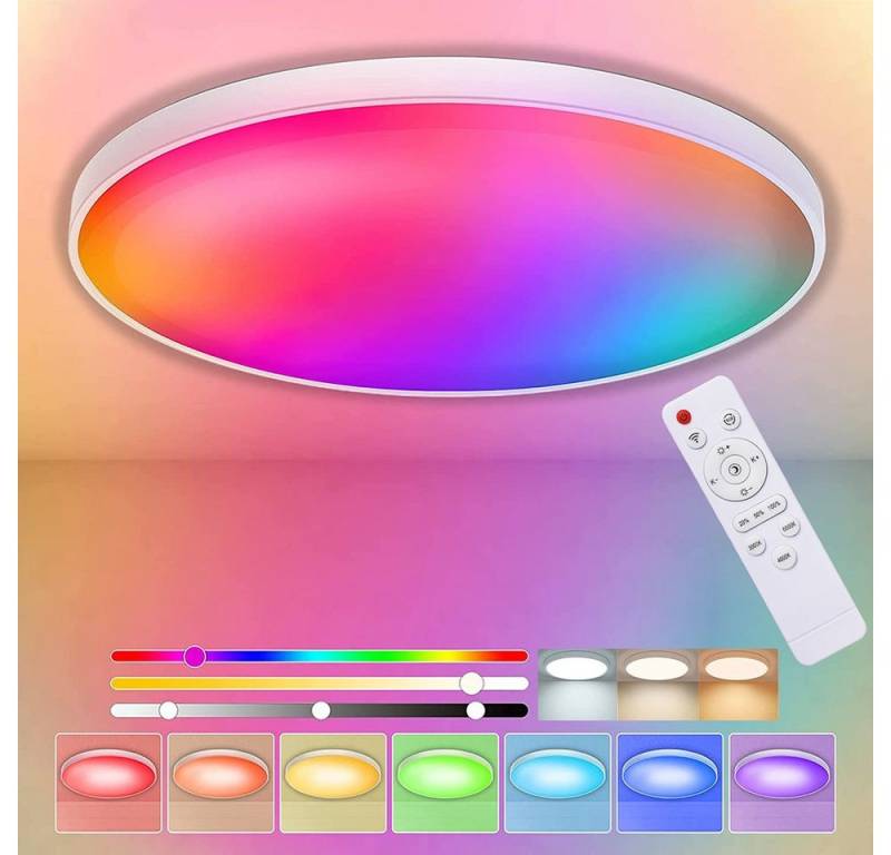 MUPOO LED Panel LED Deckenleuchten mit Fernbedienung, 24W, RGB,Speicherfunktion, LED Pendelleuchte 3000K-6000k Deckenlampe 30cm Dimmbare von MUPOO