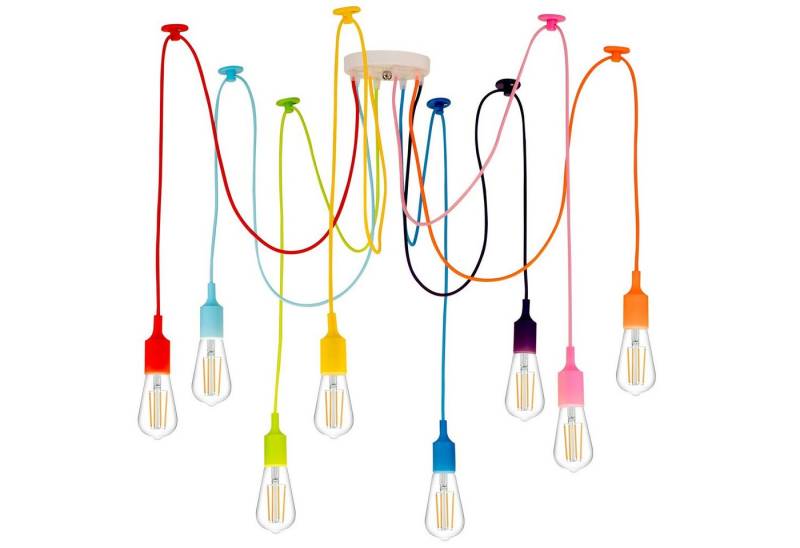 MUPOO LED Pendelleuchte Hängelampe Spider moderne 4/6/8/10-Köpfen Flammig mit Textilkabeln, E27, 40W,  Deckenleuchte,Verschiedene Farben( Glühbirne nicht enthalten) von MUPOO
