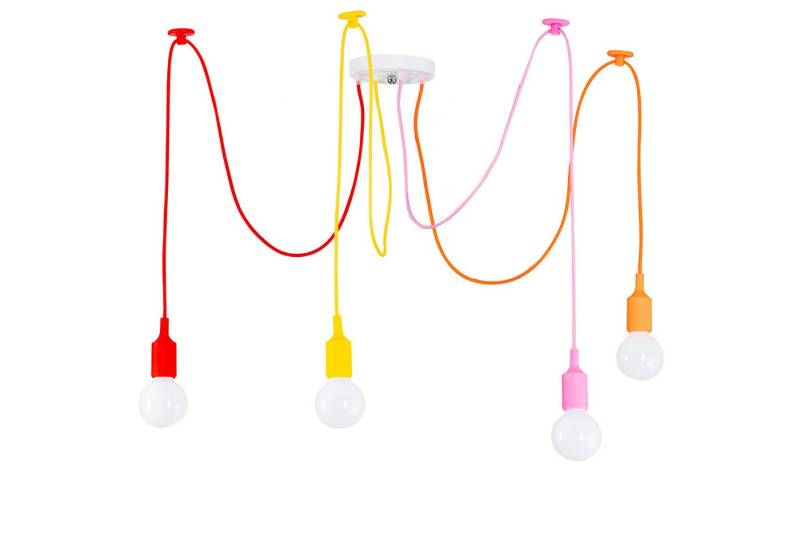 MUPOO LED Pendelleuchte Hängelampe Spider moderne 4/6/8/10-Köpfen Flammig mit Textilkabeln, 4 Köpfen, E27, 40W,  Deckenleuchte,Verschiedene Farben( Glühbirne nicht enthalten) von MUPOO