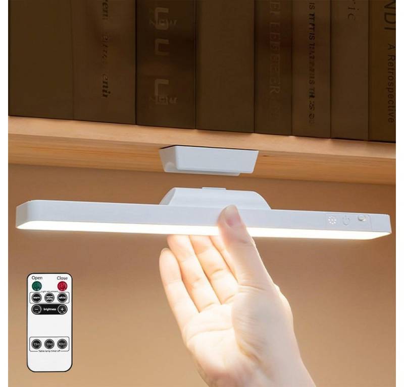 MUPOO LED Schreibtischlampe LED Unterschrankleuchtemit Magnet,5W Tischlampe mit Fernbedienung, LED Unterbaulampe mit Fernbedienung,3 Farben,Wireless von MUPOO