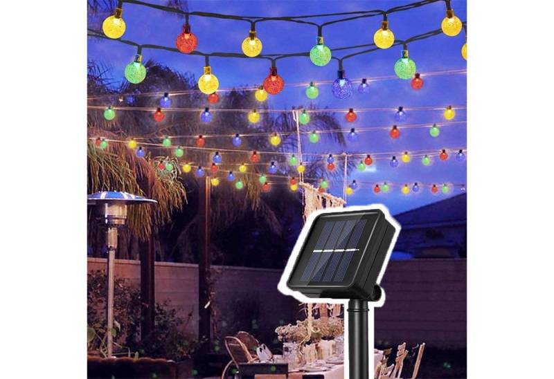 MUPOO LED Solarleuchte LED Lichterkette 5M 20LEDs/ 9.5M 50LEDs Außen-Lichterkette 2/8 Modi, 9.5M 50LEDs mit 8 Modi, Wasserdicht,3 Farben, für Patio Garten Party Festliche Dekor von MUPOO