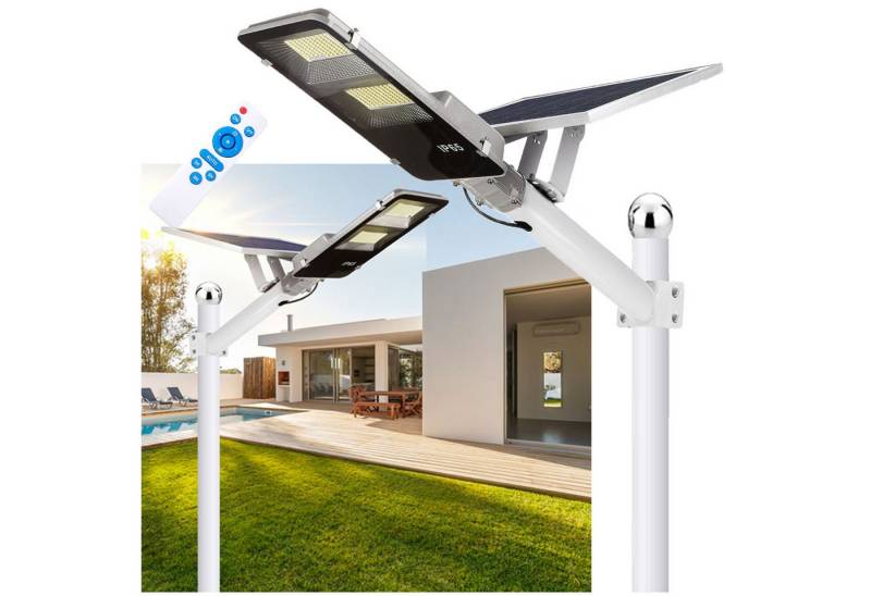 MUPOO LED Solarleuchte LED Solarlampen IP65,Solar Straßenlaterne,Bewegungsmelder,Wandleuchte, 233 LEDs, LED fest integriert, Dämmerung zum Morgengrauen,mit Fernbedienung von MUPOO