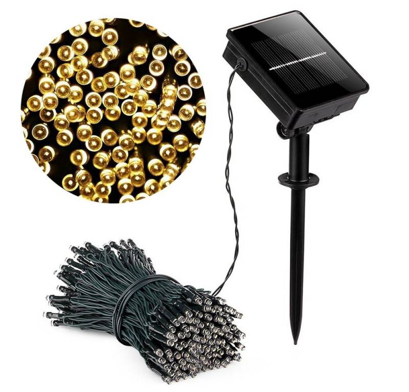 MUPOO LED Solarleuchte LED Solarleuchte 8Modi 10M/20M LED-Lichterkette Solar Lichtervorhang, 10M 100LEDs, LED Baummantel, LED Fest Integriert Wasser Party,Weihnachtsdekora von MUPOO