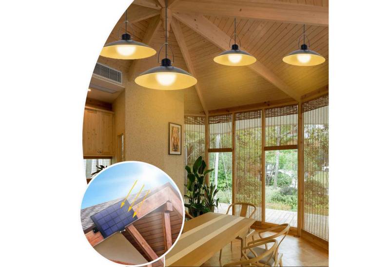 MUPOO LED Solarleuchte Solar Hängelampen 1/2/3/4 Kopf Solarlampen,3.2m Kabel, Warmweiß, Außen Deckenleuchte,Garten Balkon Terrassen,Garage Veranda Vordertür von MUPOO