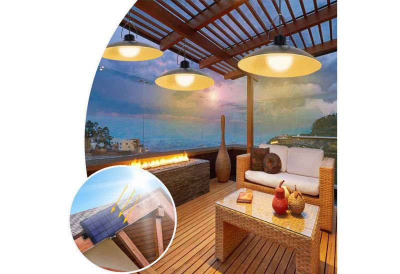 MUPOO LED Solarleuchte Solar Hängelampen 1/2/3/4 Kopf Solarlampen,3.2m Kabel, Warmweiß, Außen Deckenleuchte,Garten Balkon Terrassen,Garage Veranda Vordertür von MUPOO