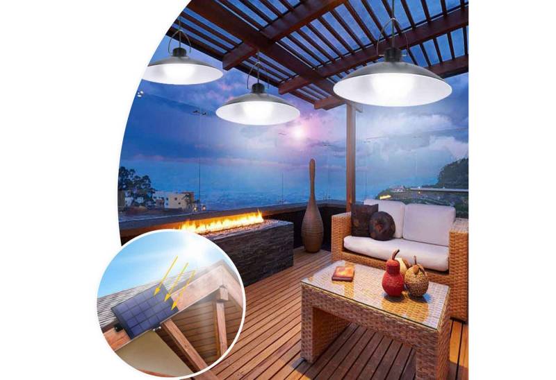 MUPOO LED Solarleuchte Solar Hängelampen 1/2/3/4 Kopf Solarlampen,3.2m Kabel, Weiß, Außen Deckenleuchte,Garten Balkon Terrassen,Garage Veranda Vordertür von MUPOO